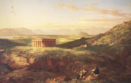 Thomas Cole The Temple of Segesta with the Artist Sketching (mk13) Sweden oil painting art